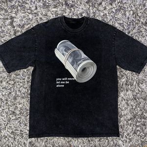 3XL Dark Icon Alone Money Vintage Wash Black Shirt Oversized Streetwear Fashion